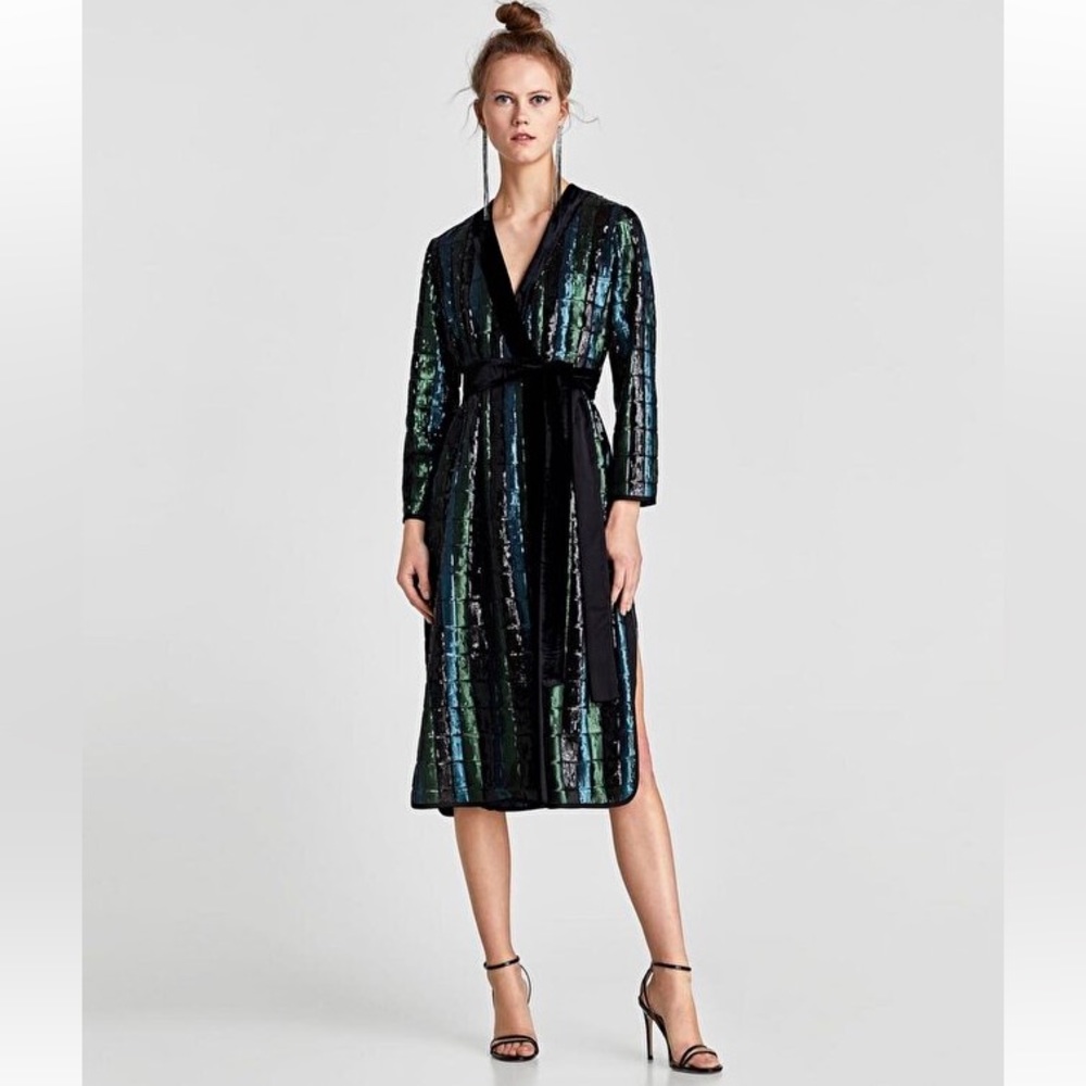 Zara studio collection sequin kimono dress - size S